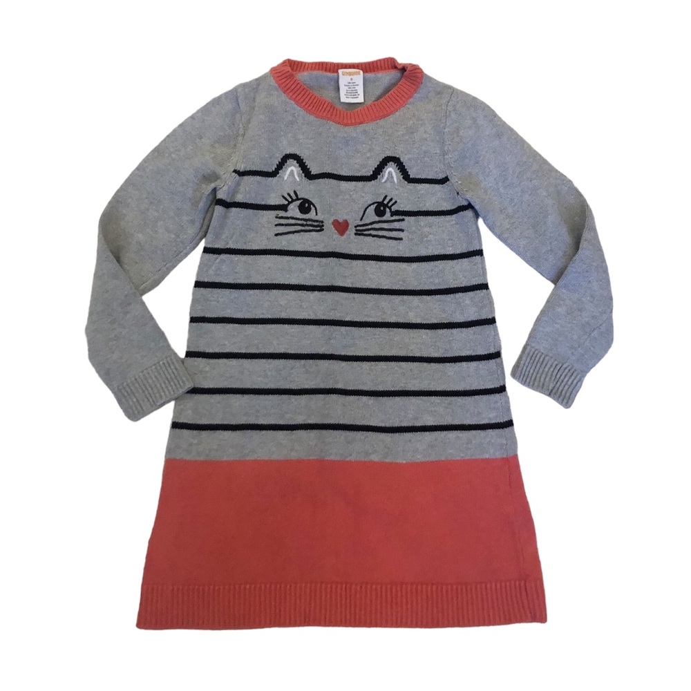 Gymboree Gray Striped Kitty Dress size 6 - Picture 2 of 8
